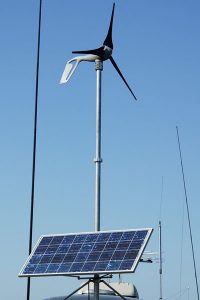 Solar und Windkraft auf einem Campingwagen